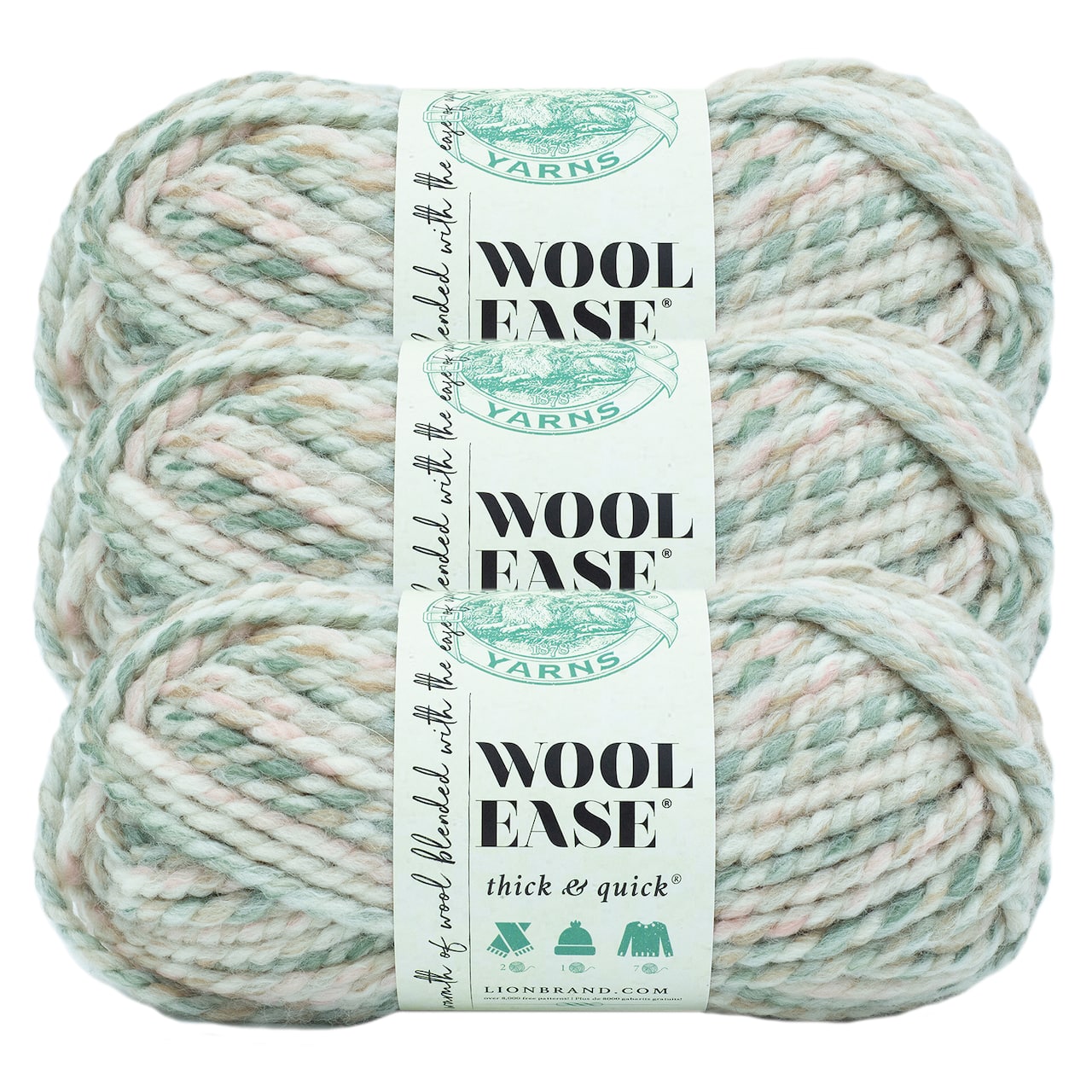 3 Pack Lion Brand® Wool-Ease® Thick & Quick® Prints & Stripes Yarn